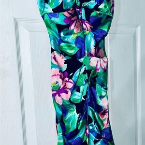 Cache Floral Mini Dress - Blue, Green, Pink